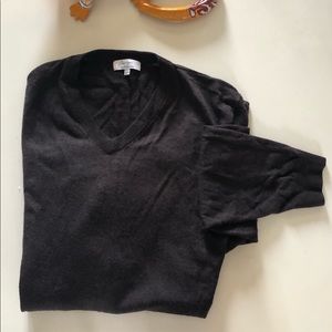 Wool V-Neck XXLT dark brown sweater